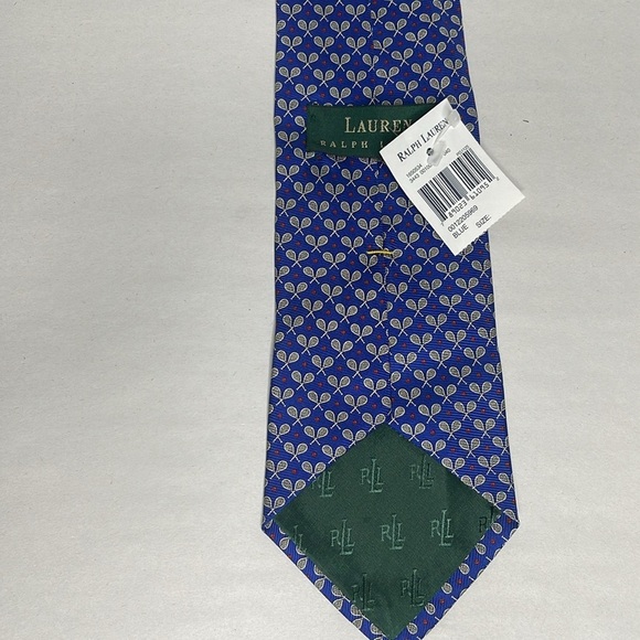 Lauren Ralph Lauren Tie Blue Tennis Rackets Made In Italy 100% Silk New NWT - Picture 3 of 6
